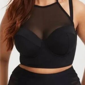 Torrid Black Mesh Swim Top
